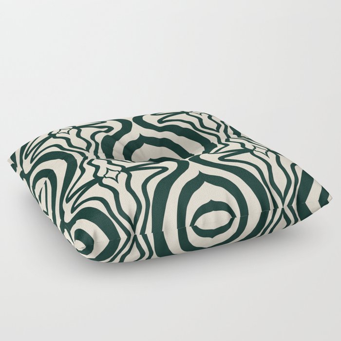 Modern green swirly line pattern Floor Pillow