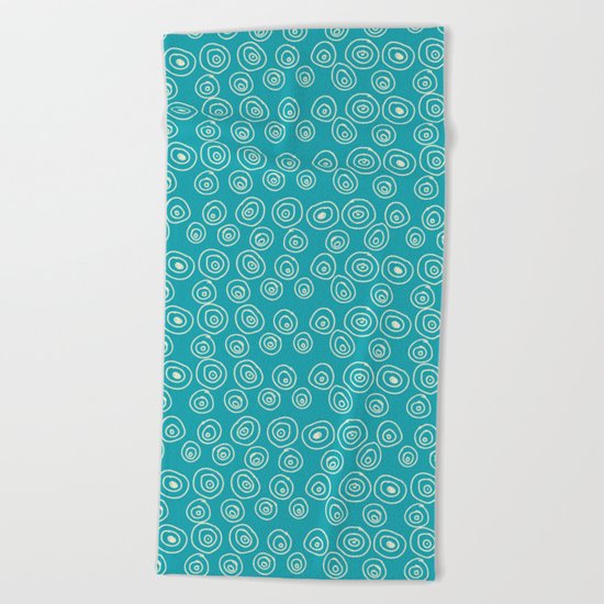 Blue Scribbles Pattern 01 Beach Towel