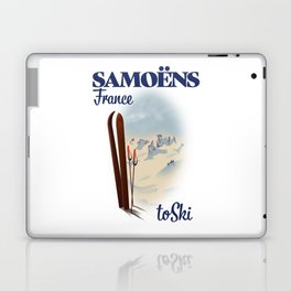Samoëns France skiing travel poster Laptop Skin