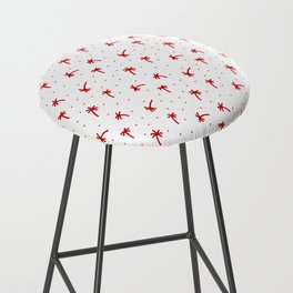 Red Doodle Palm Tree Pattern Bar Stool