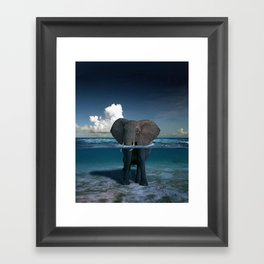 elephant in the sea Framed Art Print