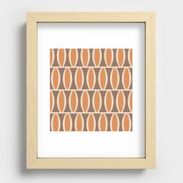 Retro Mid Century Modern Geometric Oval Pattern 237 Orange and Brown and Beige Recessed Framed Print