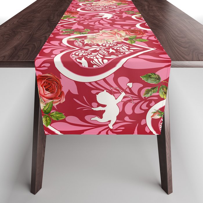 Little Cupid and Big Heart Rose Collection Table Runner