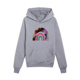 Flower Rainbow - Pink and Blue Boho Rainbow with Flowers Kids Pullover Hoodies