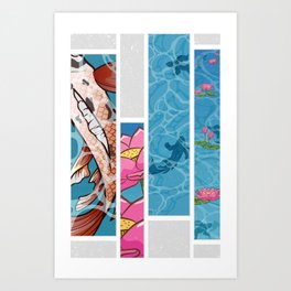 Koi-lourful: Koi Fish and Lotus Flower Design Art Print