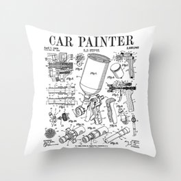 Car Automotive Painter Paint Spray Gun Vintage Patent Print Throw Pillow