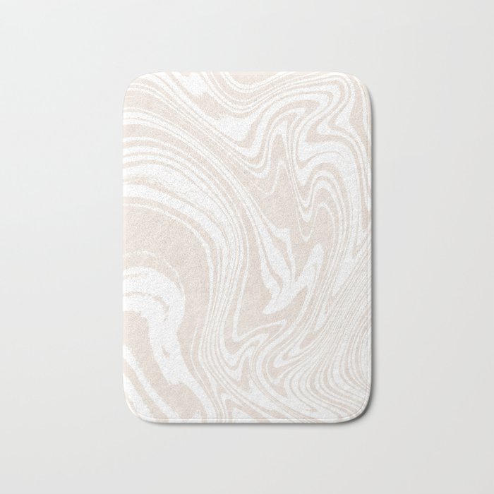 White Marble Earthy Swirl Pattern Bath Mat