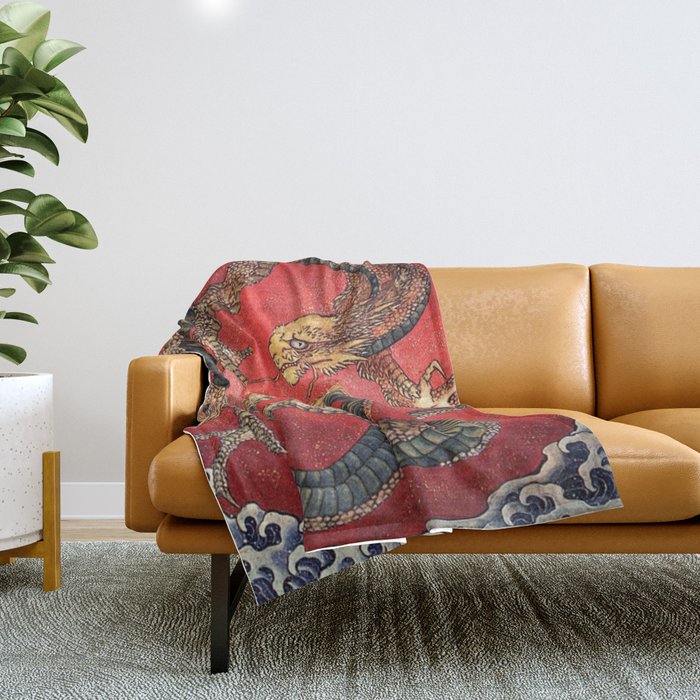 HOKUSAI DRAGON Throw Blanket