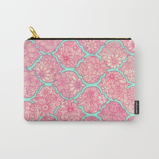 Moroccan Floral Lattice Arrangement in Pinks Carry-All Pouch