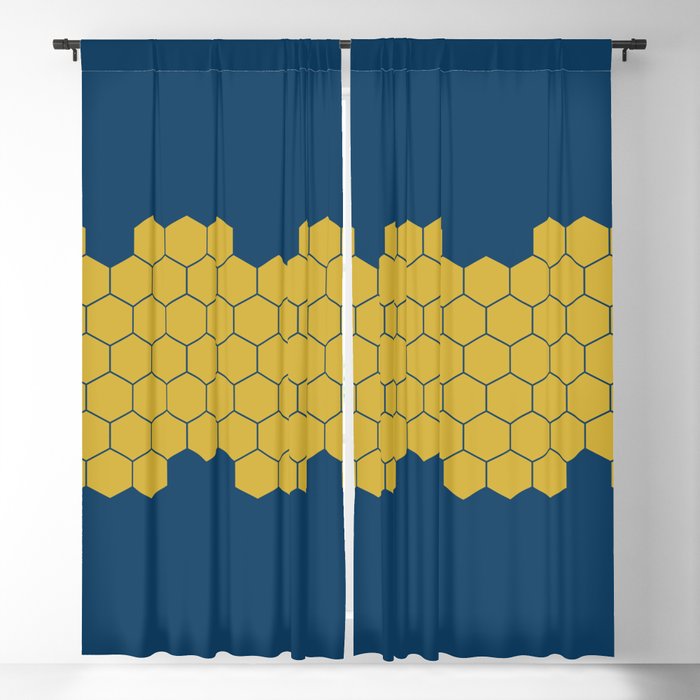 Honeycomb Blue Blackout Curtain