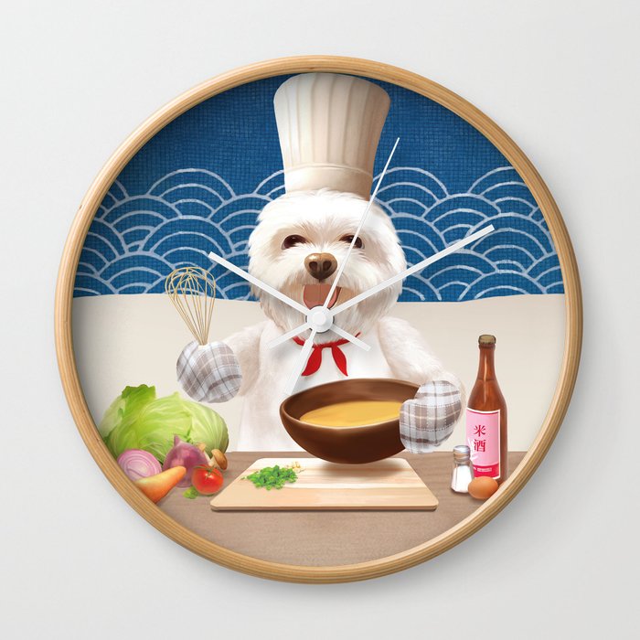 Dog In Chef Hat Cooks Soup Wall Clock