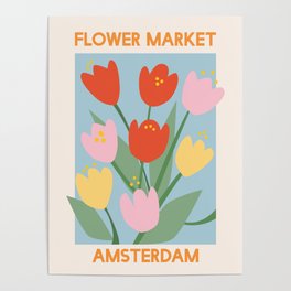 Flower Market Amsterdam Tulips Poster