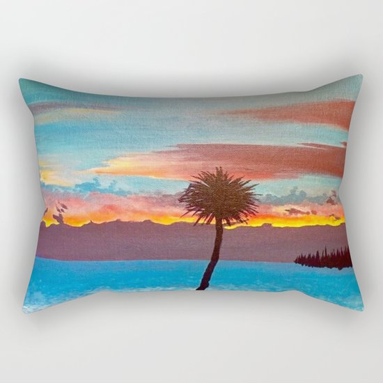 The Beautiful Key West Sun is captured in this ocean sunset painting Rectangular Pillow