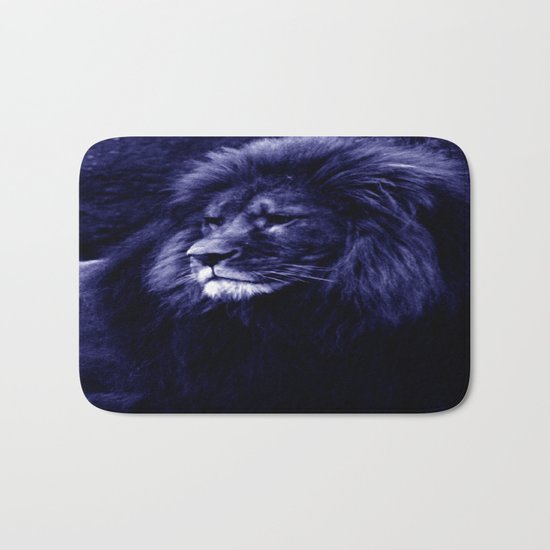 Indigo Blue Lion. Bath Mat