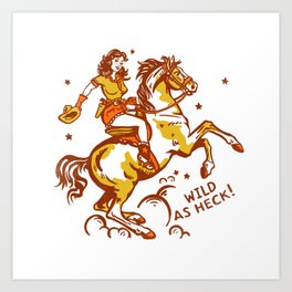 Funny Cowgirl On A Horse Art Print