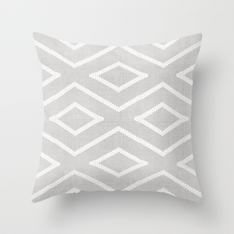 Stitch Diamond Tribal Print In Grey Throw Pillow By Beckybailey1