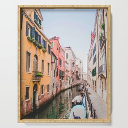 Colorful Pink Yellow Blue Venice Canals | Europe Italy City Travel Photography Serving Tray