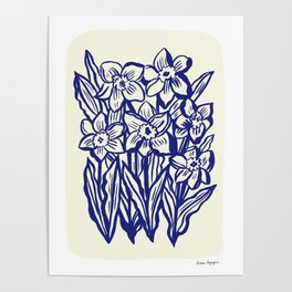 Daffodil flowers cut-out Poster