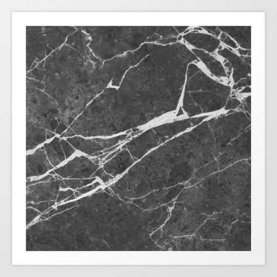 Matte black marble Art Print