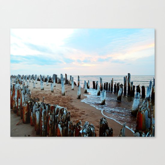 Water licks the Wharf's Remains Canvas Print
