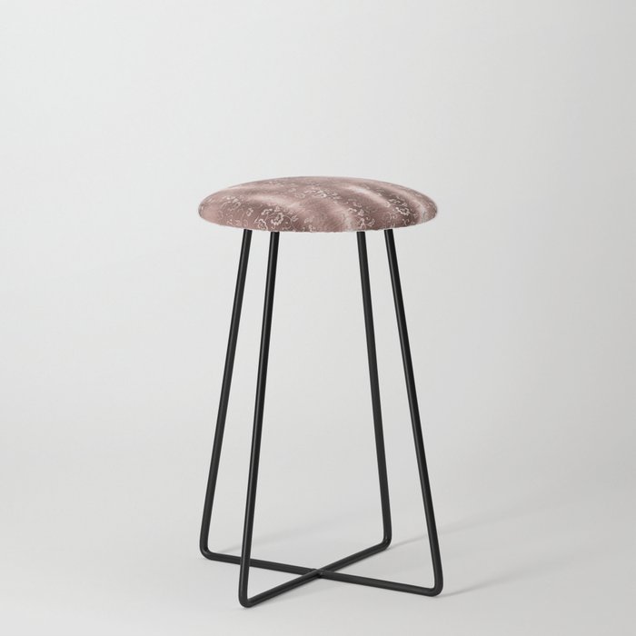 Rose Gold Floral Brushed Metal Texture Counter Stool