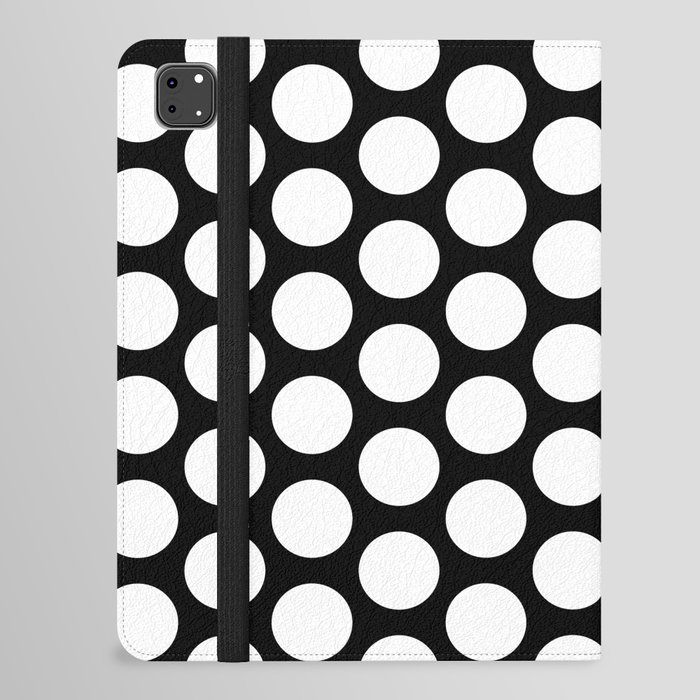 Large White & Black Polka Dots iPad Folio Case