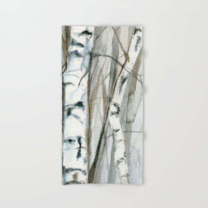 Winter Birch Trees Woodland Watercolor Original Art Print Hand