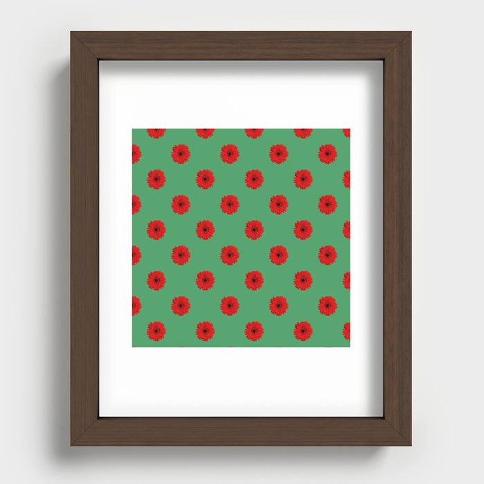 Pixel Art Flower Red Recessed Framed Print