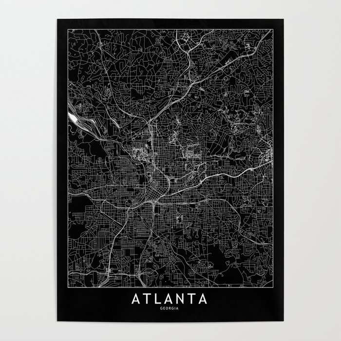 Atlanta Black Map Poster