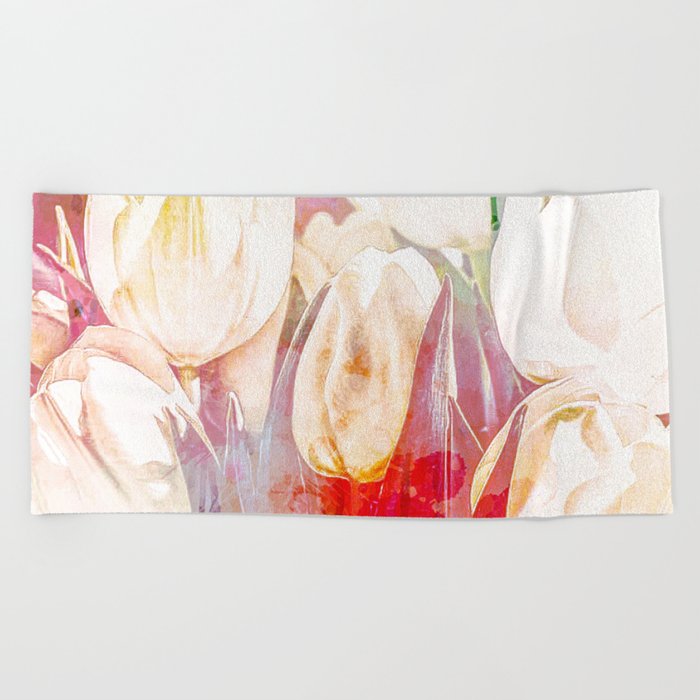 Tulip Fever Abstract Art Beach Towel