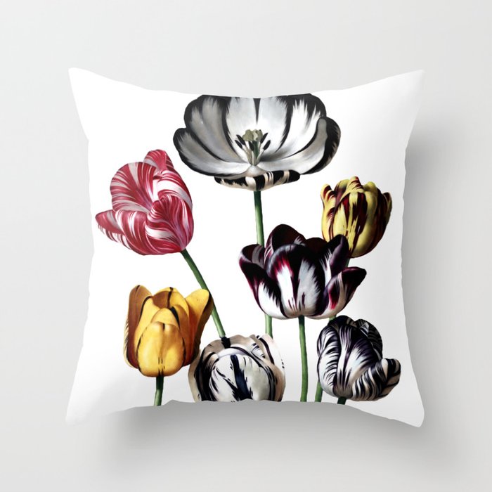 Vintage Tulips Throw Pillow