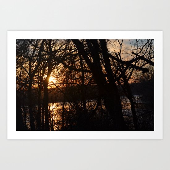 Winter Sun and River Art Print