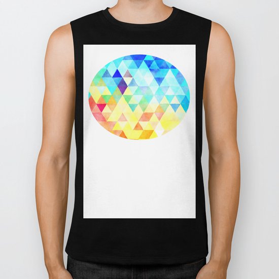Vibrant Triangles Pattern 01 Biker Tank