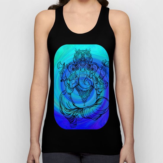 Lord Ganesha on Blue Spiral Unisex Tank Top