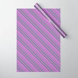 [ Thumbnail: Orchid and Slate Gray Colored Stripes/Lines Pattern Wrapping Paper ]