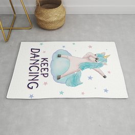 Dabbing unicorn Rug | Fairy, Children, Fairytale, Unicorn, Cloud, Girlie, Dabbing, Handdrawn, Girl, Watercolor 