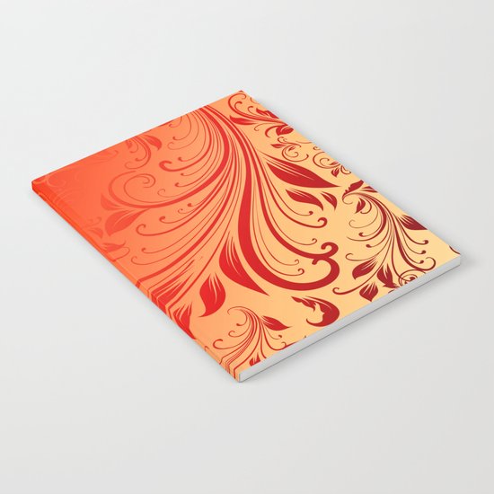 Orange red swirls leaves Notebook