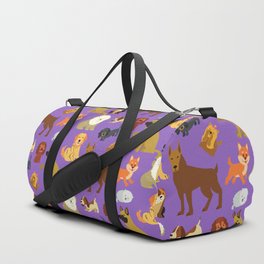 dogs on purple Duffle Bag
