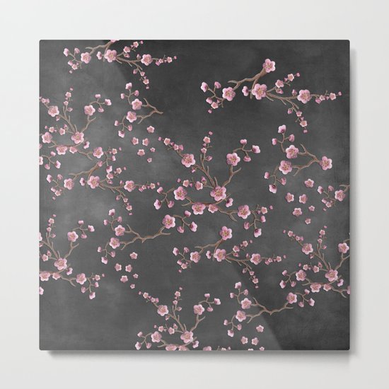 SAKURA LOVE - GRUNGE BLACK Metal Print