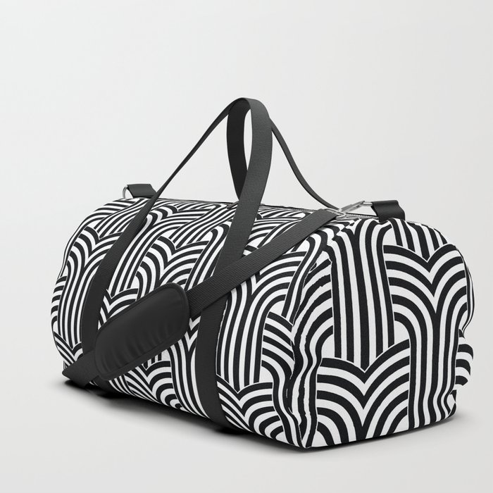 Art Deco wallpaper. Geometric striped ornament. Digital Illustration Background. Duffle Bag