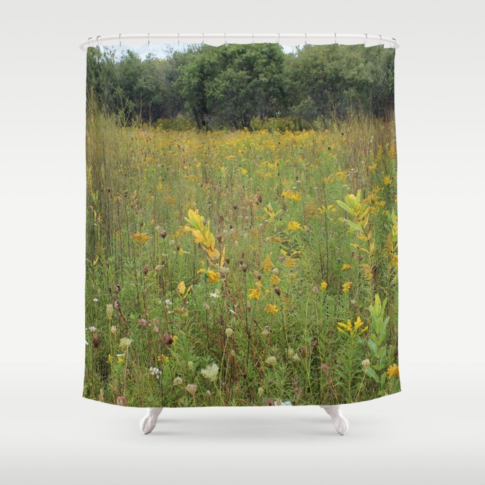 A Field of Wildflowers in the Fall Vertical Shower Curtain