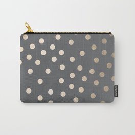 Simply Dots White Gold Sands on Storm Gray Carry-All Pouch
