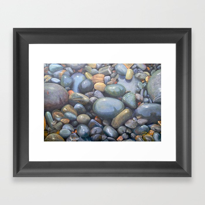 River Stones in Oil Framed Art Print