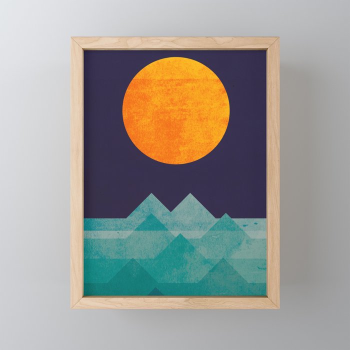 The ocean, the sea, the wave - night scene Framed Mini Art Print
