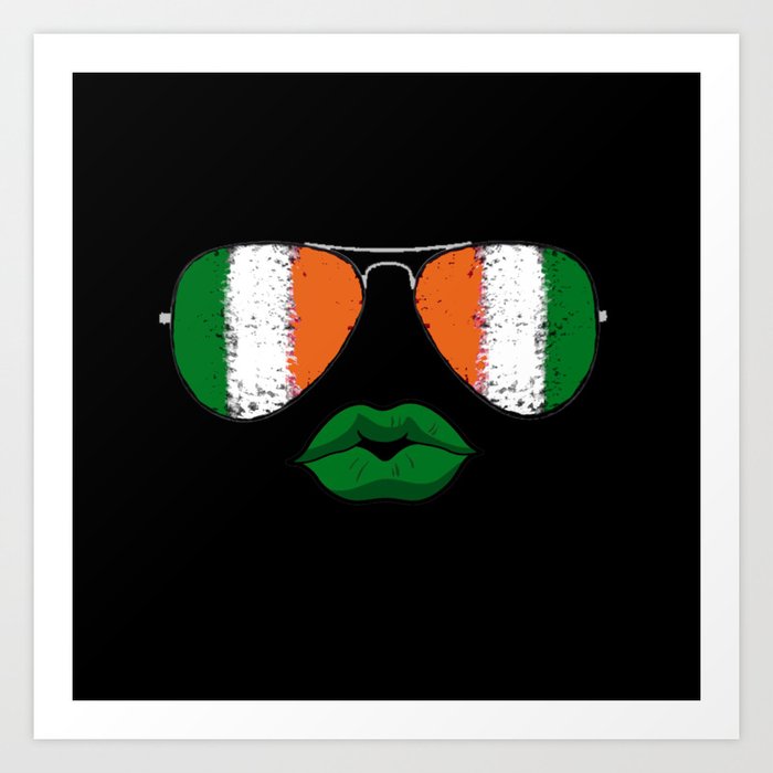 Cool irish sunglasses with woman lips ireland gift Art Print