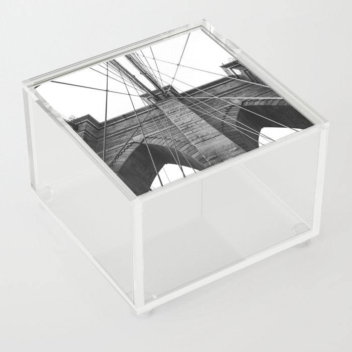 Brooklyn Bridge Minimalist | Black and White Photography Acrylic Box
