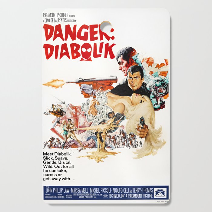 Danger Diabolik - 1968 Illustrated Vintage Movie Poster Cutting Board