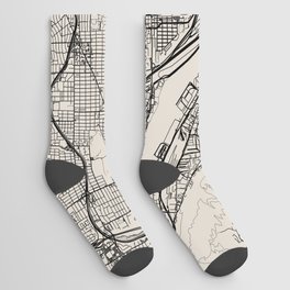 Portland City Map - Black and White Socks