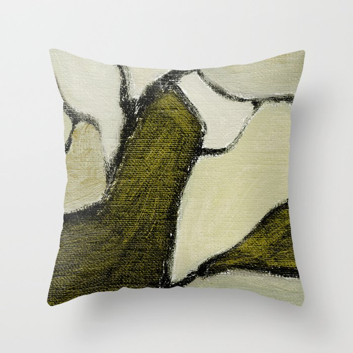 Olive Green Abstract Art Throw Pillow