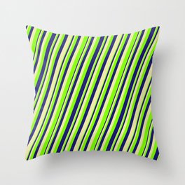 [ Thumbnail: Pale Goldenrod, Chartreuse & Midnight Blue Colored Lines Pattern Throw Pillow ]